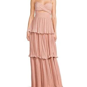 Lulu's Pink Ruched Tiered Gown